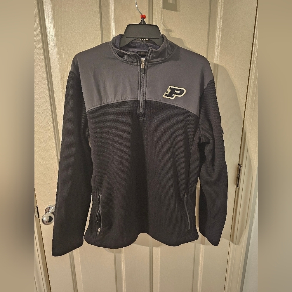 Colosseum Purdue Boilermakers Mens Black Long Sleeve Qtr Zip Pullover Size M